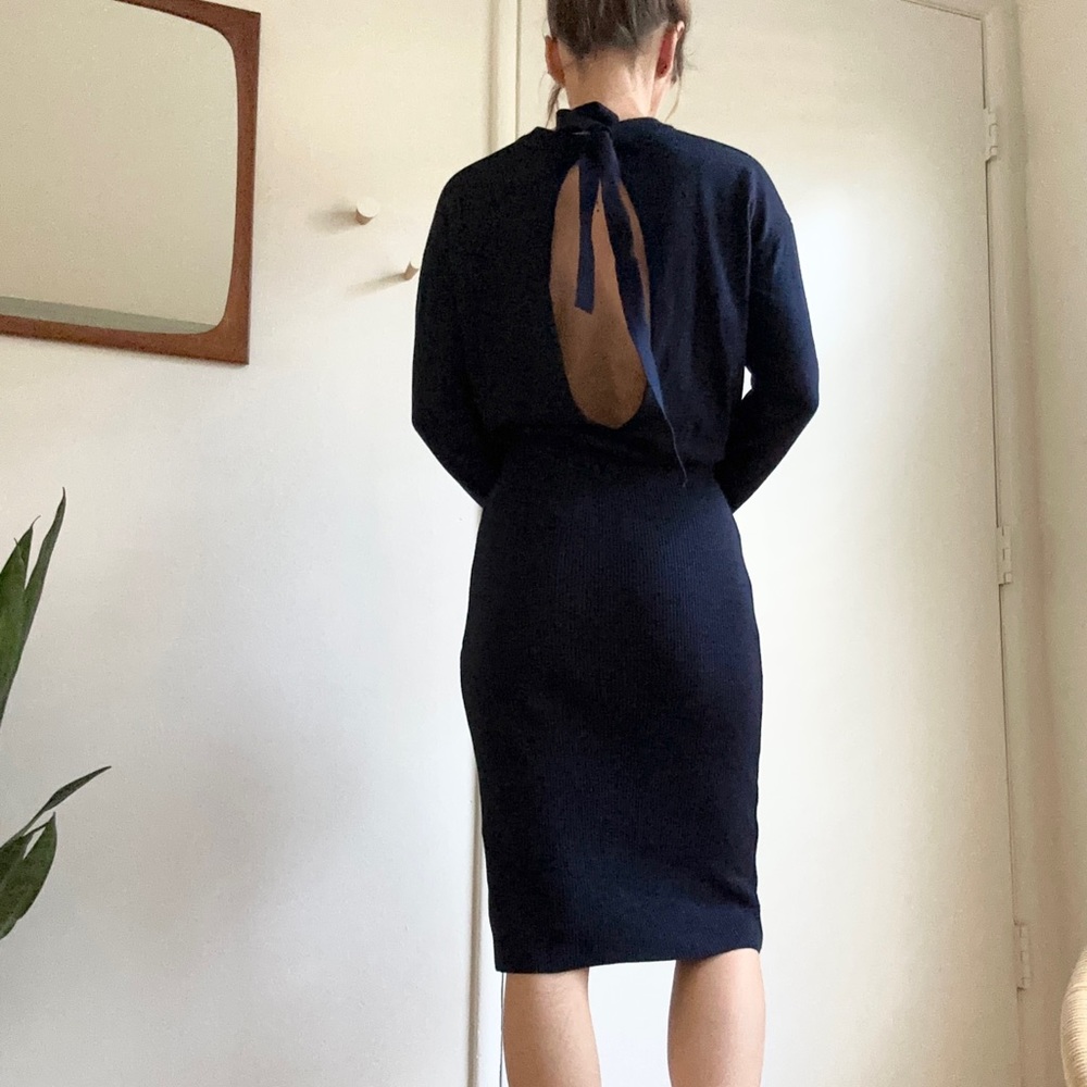 ASOS knee length sweater dress with cut out back